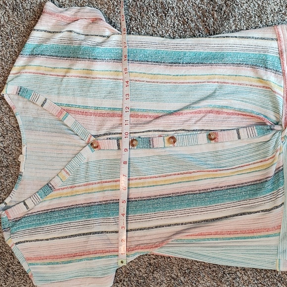 Above and Beyond Pink and Green Striped Blouse-Size Medium - Picture 4 of 7